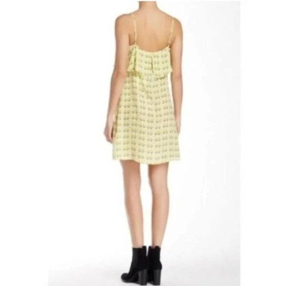 NWT Joie Parthena 100% silk yellow mini flounce slip dress M - Picture 2 of 13